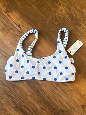 Cupshe White Bikini Top with Blue Polka Dots